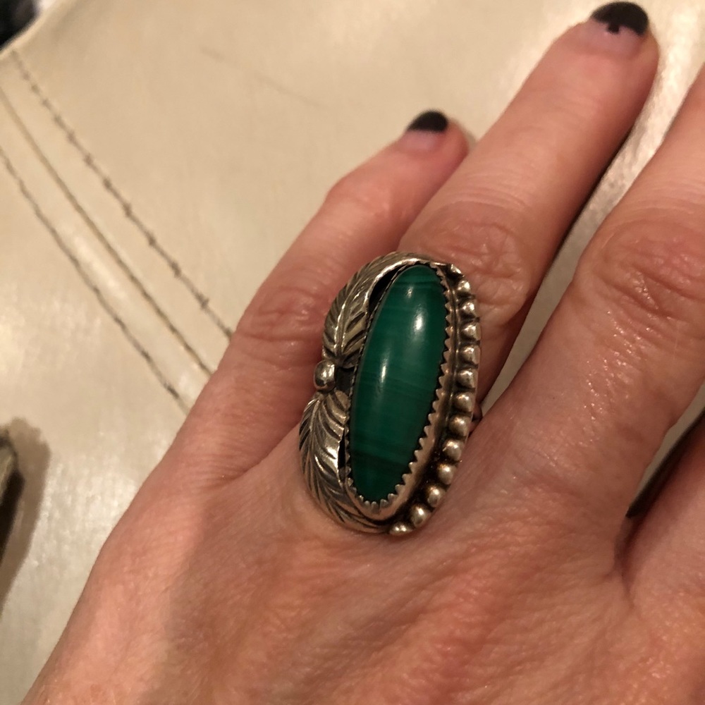 Malachite Sterling Silver Ring - image 3